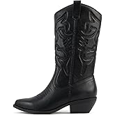 Soda Rider ~ Women Mid-Calf Western Cowboy Boots with Pointed Toe & Side Zipper