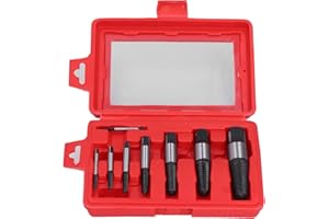 Screw Extractor Set, 8 Piece Carbon Steel Kit with Storage, Reverse Thread Design for Removing Broken Screws, Bolts and Pipes