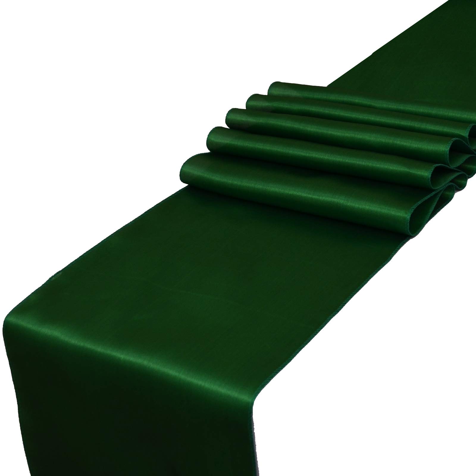 Parfair Dessin Satin Table Runners 12 x 108 inch for Wedding Banquet Decoration, Bright Silk and Smooth Fabric Party Table Runner - Forest Green