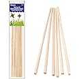 BAZIC Wooden Dowel Rods Wood Sticks, 3/8" x 12" Round Natural Color Hardwood Stick, Unfinished Wood for Crafts Lollipops Cake Support (6/Pack), 1-Pack