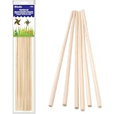 BAZIC Wooden Dowel Rods Wood Sticks, 3/8" x 12" Round Natural Color Hardwood Stick, Unfinished Wood for Crafts Lollipops Cake Support (6/Pack), 1-Pack
