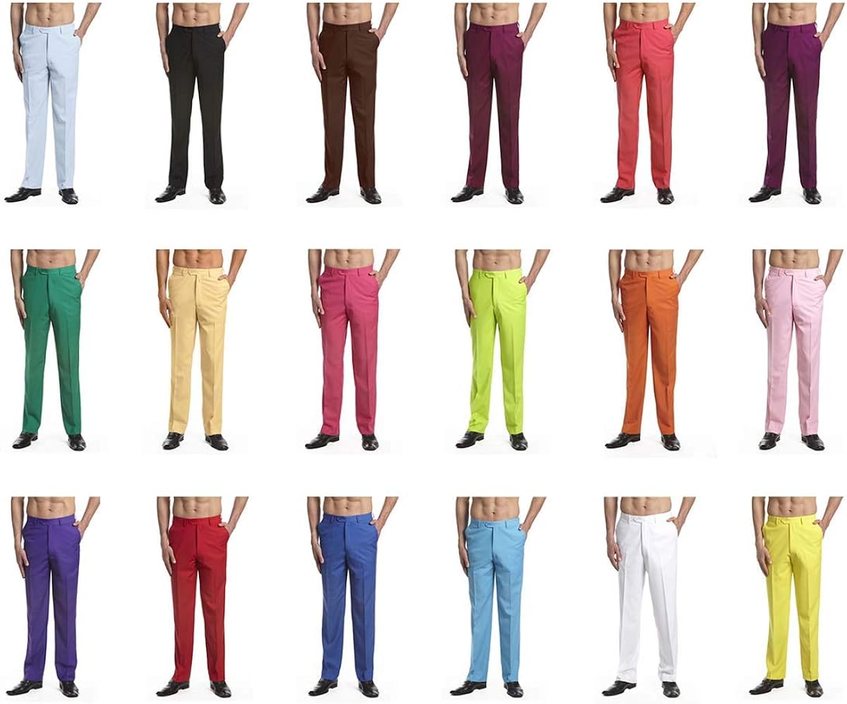 Mens Dress Pants Trousers Flat Front Slack Huge Selection Solid Colors
