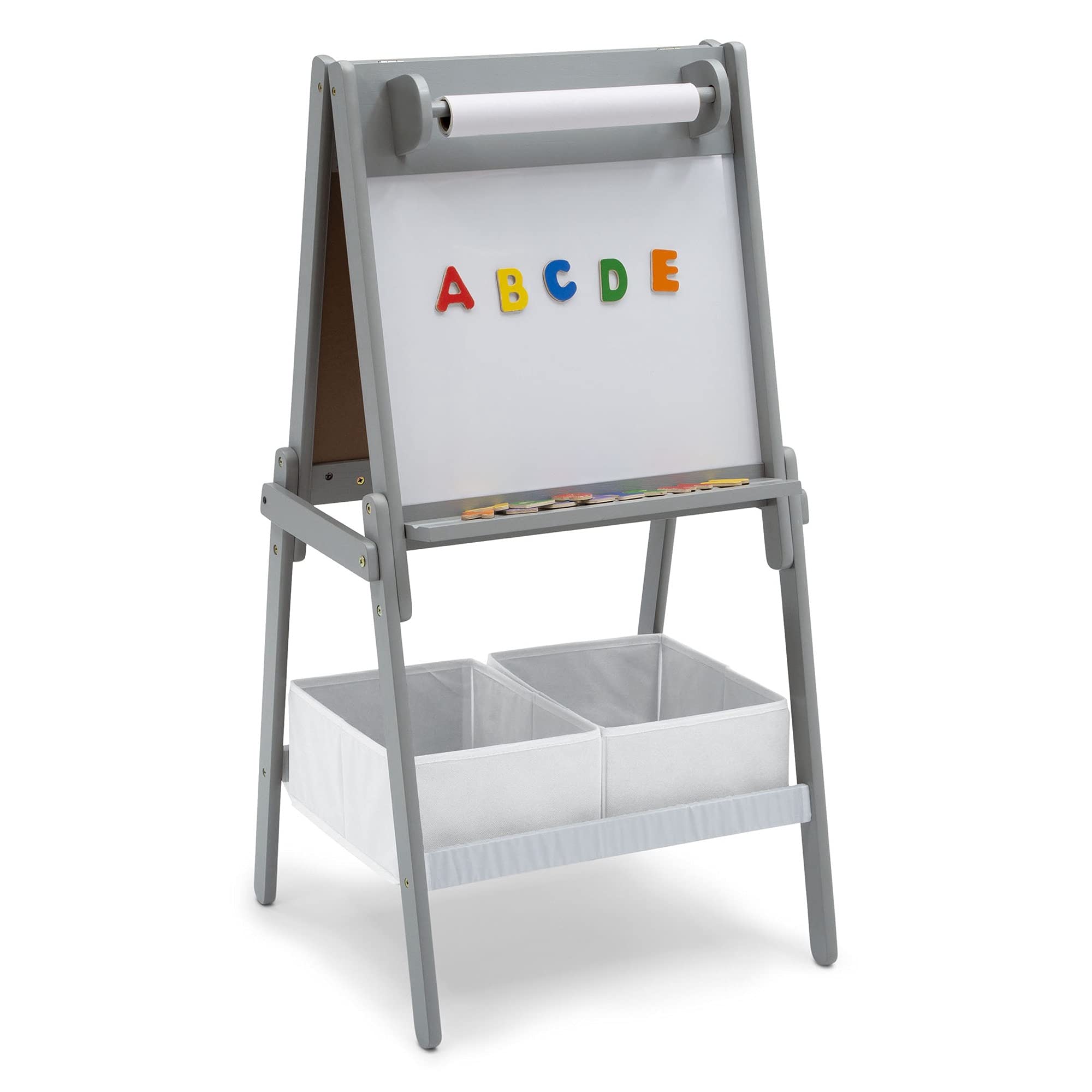 Photo 1 of Delta Children Chelsea Double-Sided Storage Easel with Paper Roll and Magnets -Ideal for Arts & Crafts, Drawing, Homeschooling and More - Greenguard Gold Certified, Light Grey/White