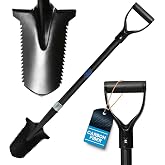 CKG Carbon Metal Detecting Shovel Digging Tool with Double Serrated Blade &ndash; Lightweight Digger Garden Root Cutter, Spade Professional Metal Detector Accessories, Gold Digger Shovel - Carbon Black
