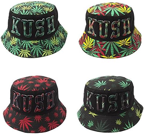 Marijuana Weed Leaf Cannabis Kush Logo Bucket Hat (Sub/kush/rasta)