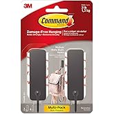 Command Medium Black Hooks, 2 Hooks, 4 Strips | Damage-Free Hanging with Adhesive, Heavy Duty Hanging Great for Home and Room Decor, Holds up to 3 lb