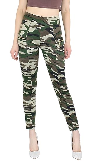 dy_mode Damen Hose Camouflage Treggings Stoffhose Leggings Army Optik - DH305