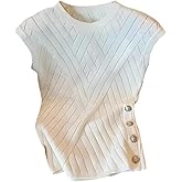 Verdusa Women's Old Money Pointelle Sweater Vest Sleeveless Knit Tops Elegant Button Down Shirts