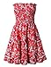 Murimia Womens Summer Strapless Off Shoulder Floral Print Beach Mini Dress Red White