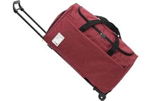 Rolling Duffle Bag with Wheels, 45L 22” Folding Travel Duffel Bag Soft-Sided with 2 Wheels, Waterproof Carry-On Large Travel 