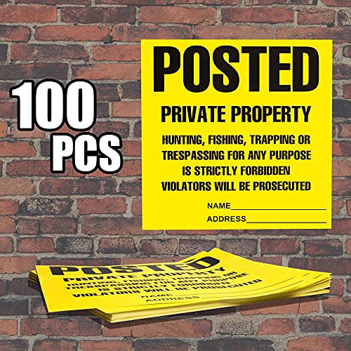 Posted Signs No Trespassing No hunting signs, (100 Pack) Posted Signs No Hunting or Trespassing