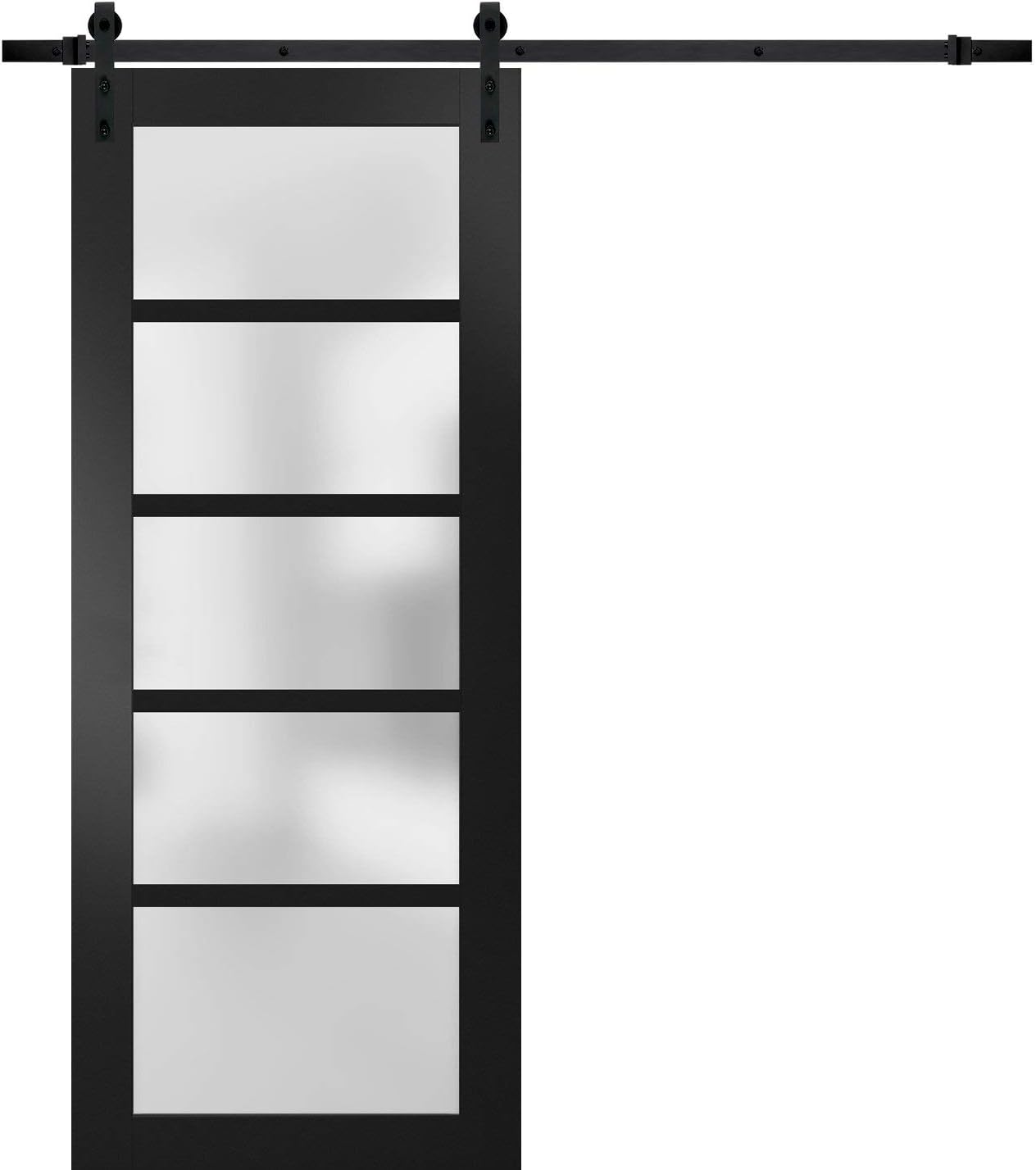Sturdy Barn Door 42 x 80 inches Frosted Glass Quadro 4002 Matte Black