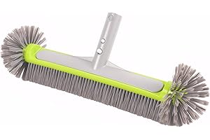 HY-MS 17.7" Pool Brush Head, 7 Rows Swimming Pool Brush Head with Round Ends for Cleaning Pool Walls, Aluminum Handle Easily 