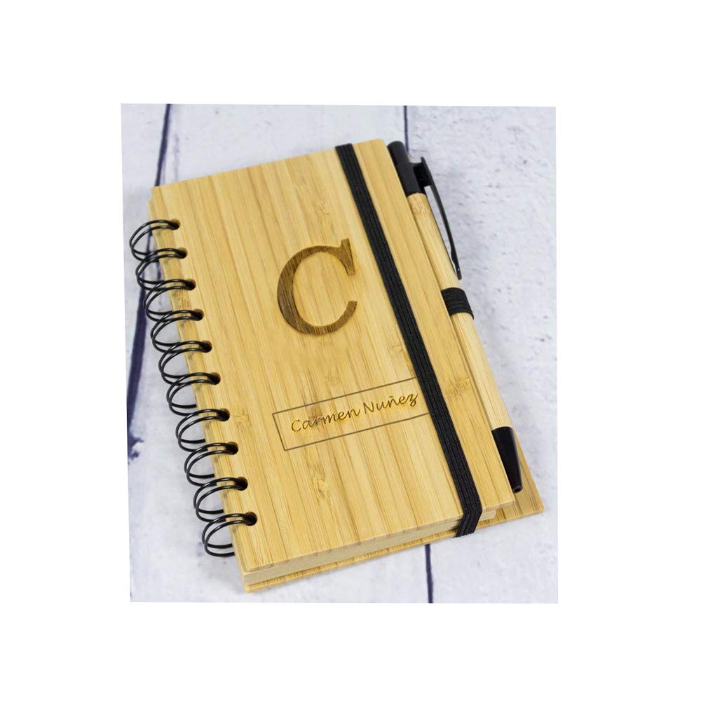 Con Boligrafo A Juego Regalo Personalizado Bloc De Notas De Madera Grabado Con Sus Iniciales Nombre Y Apellidos Productos De Papel Para Oficina Cuadernos Blocs De Notas Y Diarios Multiapp Gr