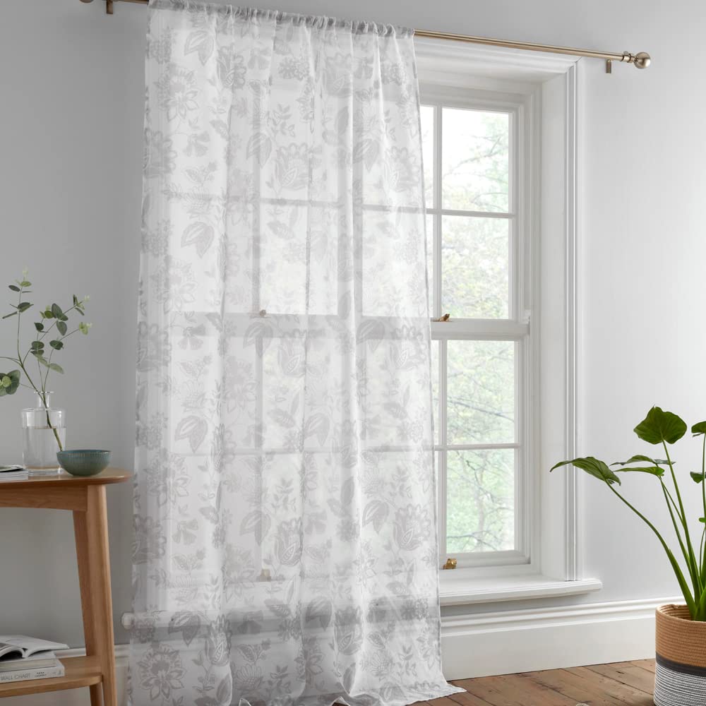 Dreams & Drapes - Single Net Curtain for Windows W55 x L72 (140 x 182cm) - Paisley Voile Curtain for Bedroom/Living Room - Vintage Bohemian Net Curtain - Sheer Jacobean Floral Curtain