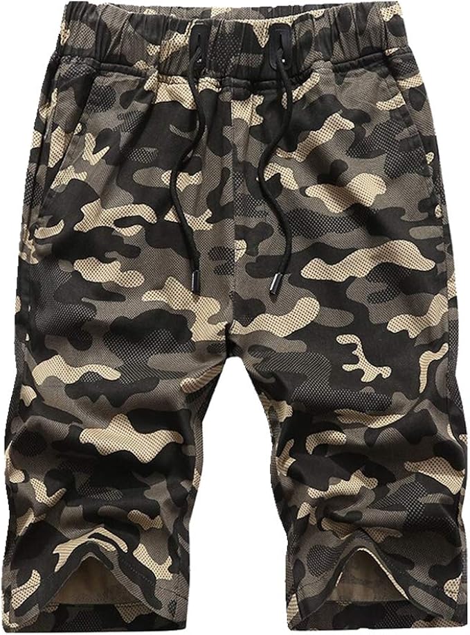 ZRUIYY Camouflage Shorts Men's Summer Cotton wash Loose