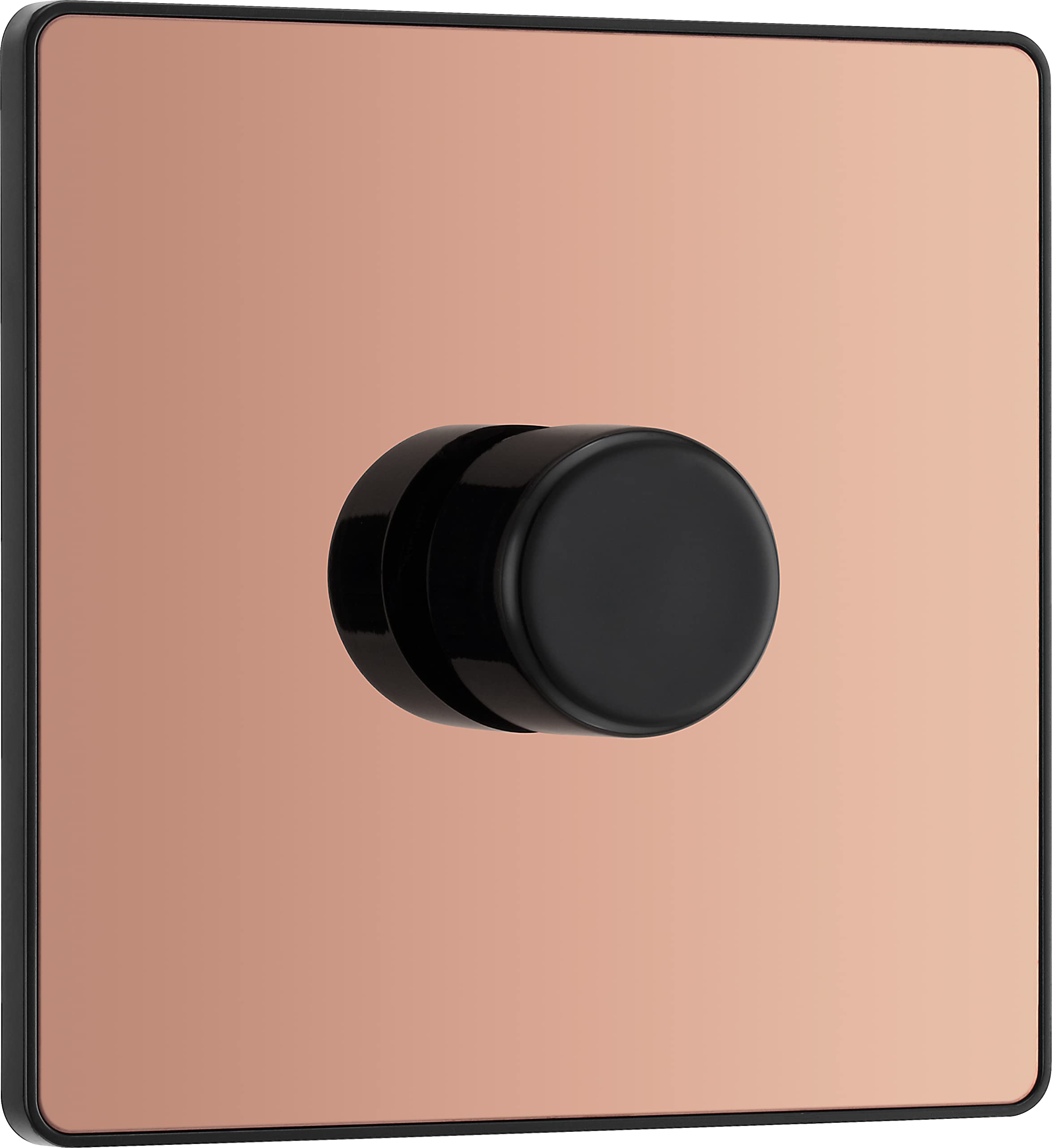 BG Electrical Intelligent Single Wall Dimmer Switch, 2 Way, Screwless Front Plate, Evolve, Polished Copper, 200W, PCDCP81B — image 1