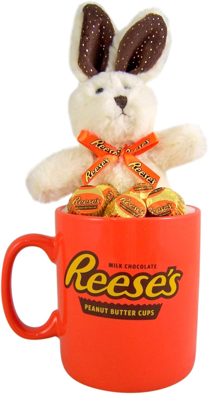 Reese's Easter Peanut Butter Cups Gift Mug with Candy and Plush Bunny, 1.5 Ounce