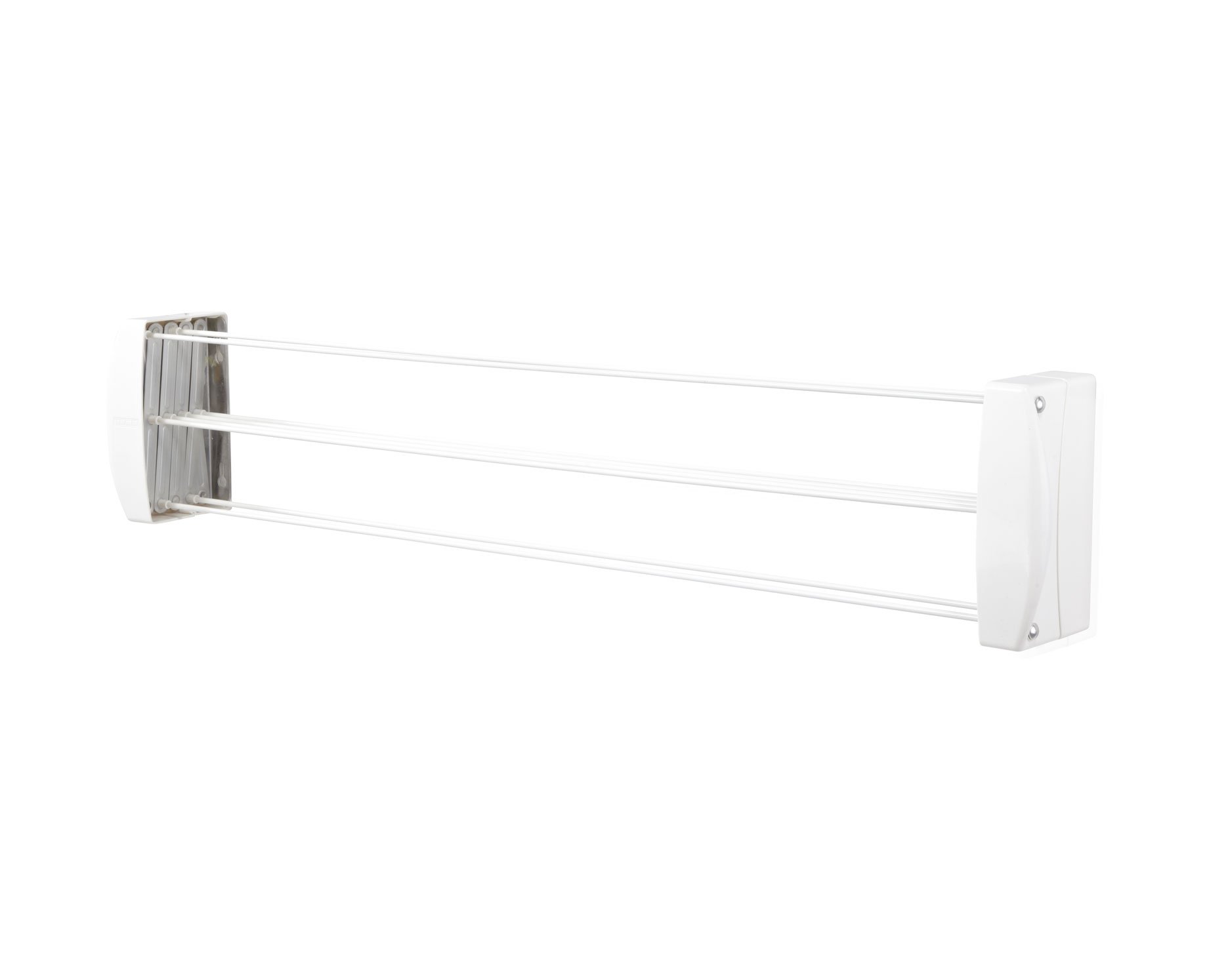 Leifheit Teleclip Wall Dryer 74 Extendable Wall Fix Washing Line, for Balconies, Over the Bath Clothes Dryer, Above Radiators as a Heated Clothes Horse, W 100 cm, Airer