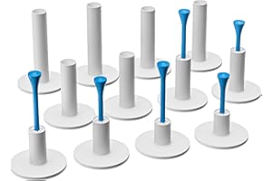 THE GOLFER STORE Rubber Golf Tees for Mats, Golf Tee Holder for Driving Range & Simulator, Unbreakable Golf Mat Tee - Golf Accessories for Indoor & Outdoor Practice, 6 Sizes Rubber Tees & 2 Sizes Tees (32 Pcs)