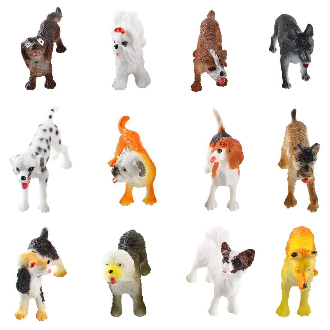 Larcele 12 Kinds Simulated Mini Plastic Animal Model Dog Toy Figures for Kids FZG-01 (Dog)