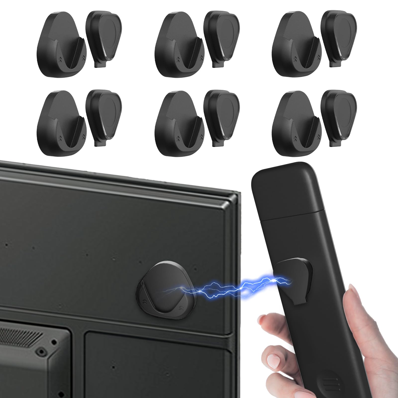 Photo 1 of JUMEIHUI 6 Pack Magnetic Remote Control Holder Wall Mount,Convenient and Stylish TV Remote Organizer for Home Office School Supply Storage,No Drilling, Strong Magnet (Black)