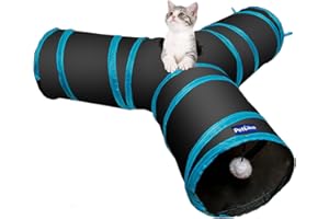 PetLike Cat Tunnel (with Interactive Cat Toy and Catnip Toy) for Indoor Cats Collapsible Pop-up Pet Tube Peek Hole Hideaway Play Toys for Cats with Ball