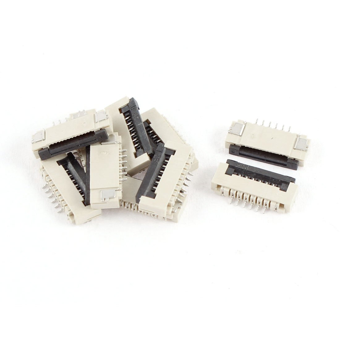 sourcing map Clamshell Type Bottom Port 6Pin 1.0mm Pitch FFC FPC Connector 10Pcs