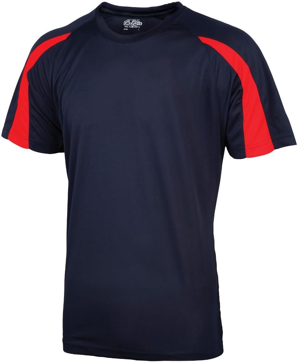 AWD Just Cool Contrast Breathable Cool T-Shirt French Navy / Fire Red XL
