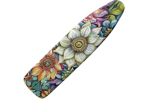 Tongluoye Mandala Flowers Ironing Board Cover with Padding Heavy Duty Ironing Board Pad Standard Size Table Top Protective Pa