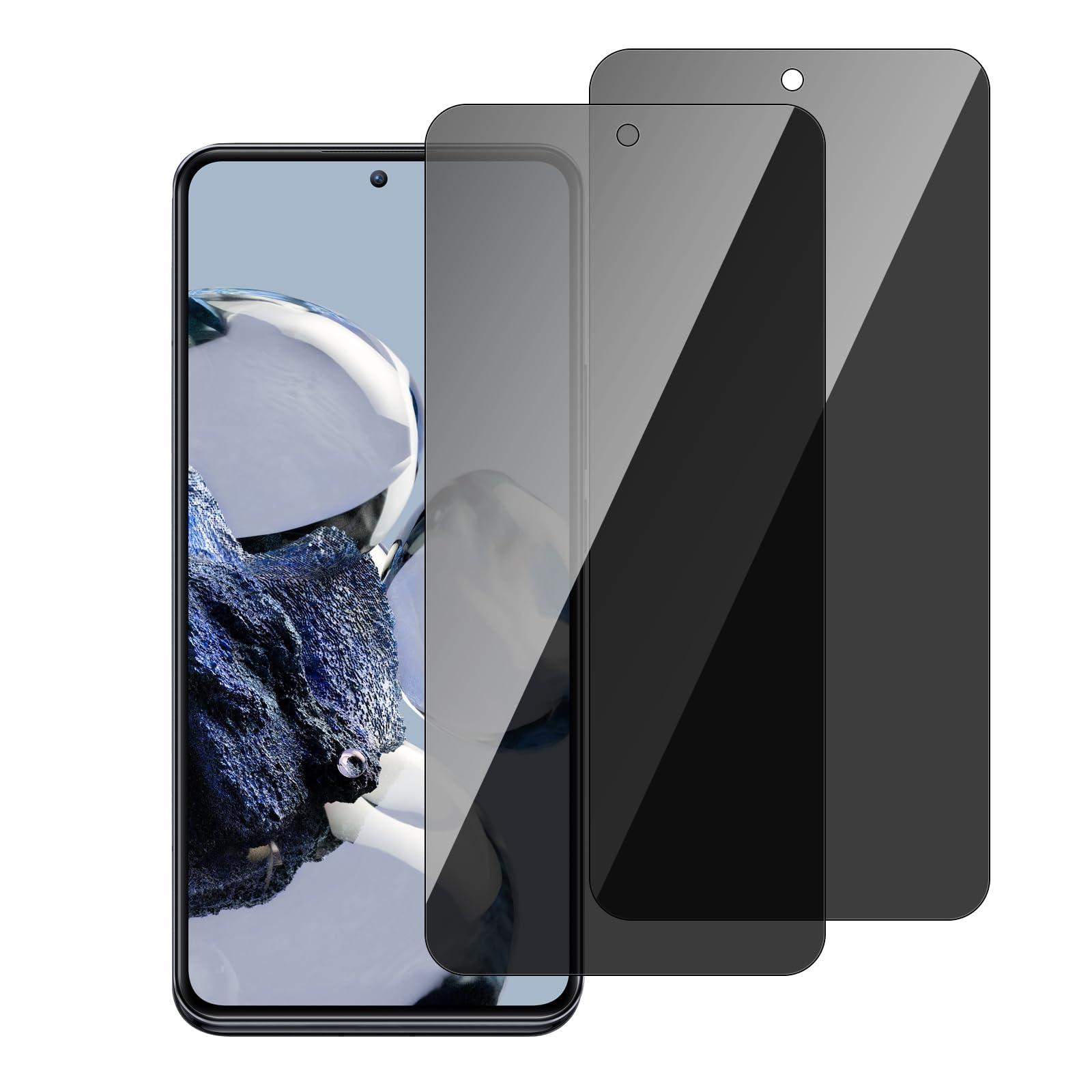 chejuza Privacy Screen Protector for Xiaomi 12T Pro Daniel Arsham Edition/12T Pro/12T [2 Pieces], 9H Hardness, Full Coverage Anti Spy Tempered Glass, HD Screen Protector