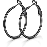 KeyStyle Gold Hoop Earrings for Women, Stainless Steel Hoops Earring Lightweight Loops, 2 mm Thick Hypoallergenic Circle Endless Thin Hoop (30 mm,50 mm,70 mm,100 mm)