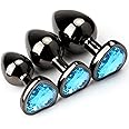 HISIONLEE Anal Plug 3PCS Sex Toys Anal Training Set Metal Butt Plug Adult Trainer Kit Toy with Crystal Diamond S&M Adult Gay Anal Plugs Toy for Beginners Couples Women Men Unisex(Blue)