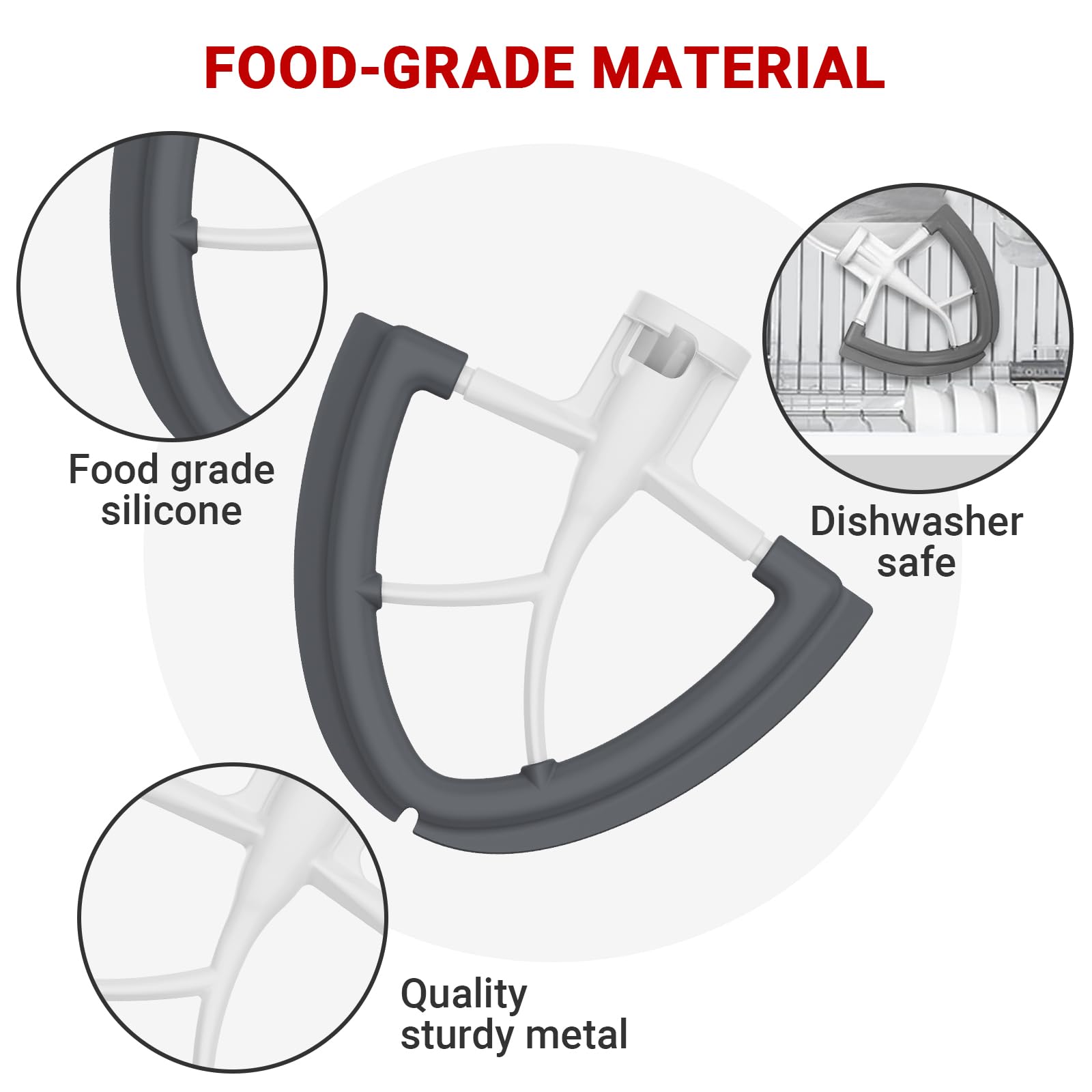 Fgreeble Flex Edge Beater Attachment for Kitchenaid Mixer 4.5-5 Quart Tilt-Head - Paddle Attachment for Kitchenaid Mixers
