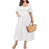 Plus Size Summer Dresses - Maxi Casual Wedding Guest Graduation Easter Long Dress with Pockets