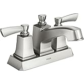 Moen Conway Spot Resist Brushed Nickel Two-Handle Centerset Bathroom Faucet with Drain Assembly, WS84922SRN