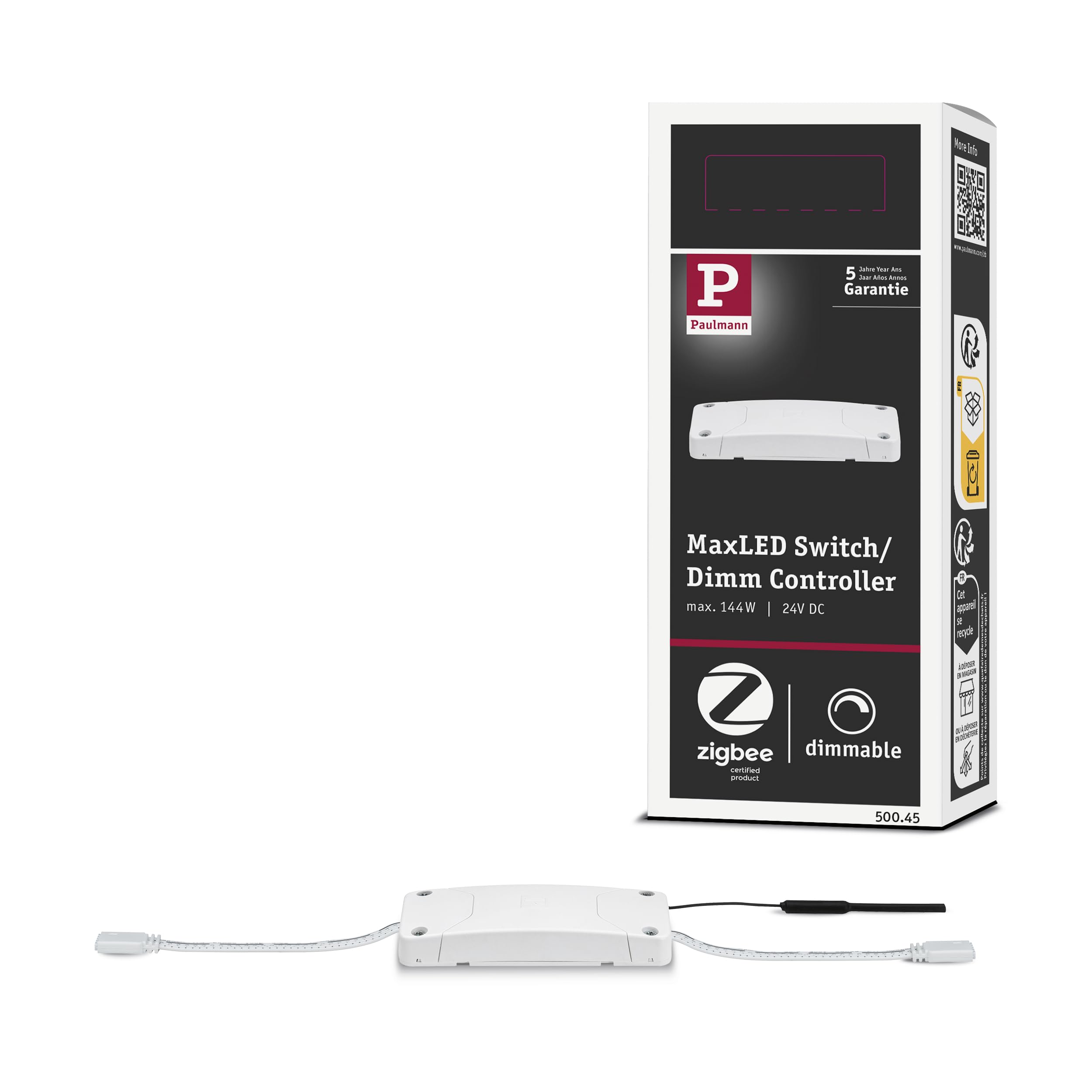 Paulmann 50045 SmartHome ZB MaxLED Switch/dimm Control max. 144W 24V DC White/Grey Plastic