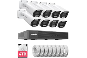 H.VIEW 8 Channels 4K Home Security Camera System, 4TB HDD Preinstalled, 8 PCS Outdoor 8MP POE Security Camera, Trigger Color Night Vision, Two-Way Audio, Human Body Detection, Smart Dual Illumination