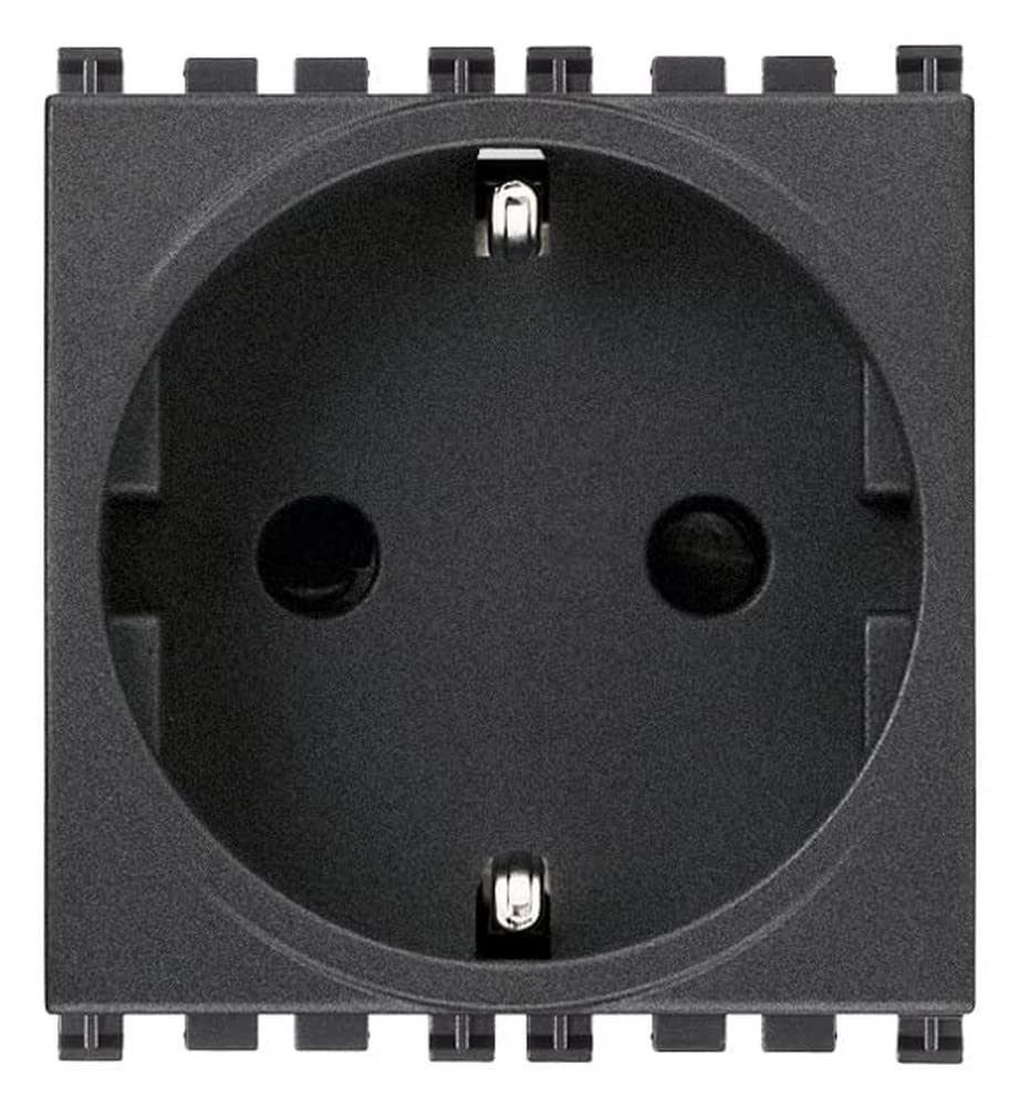 Vimar arke Series - Sicury Socket 2 Poles+Ground 16a Automatic Terminal Grey