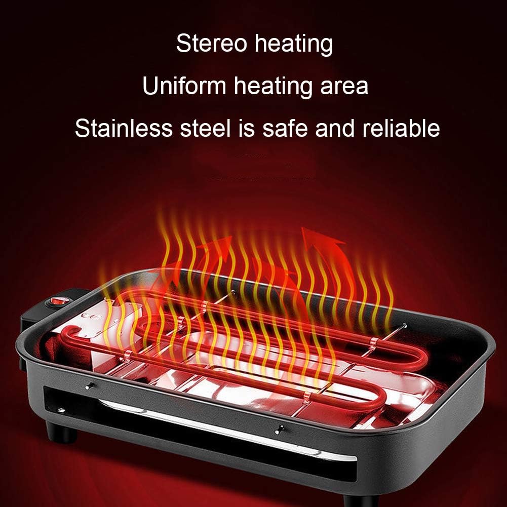 review Idomeo Garden Barbecue Grill, Electric Barbecue Grill Outdoor Smokeless Barbecue Even Heat Distribution Separate Design Easy to Clean