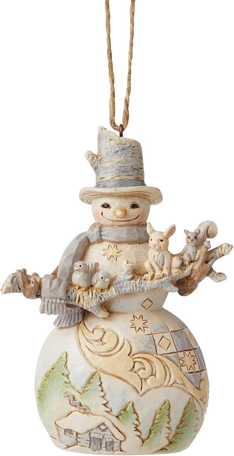 Ornament Hooks - Jim Shore Hanging Ornament with S-Hook, Holiday Collection (Woodland Snowman with Animals, 6006587)