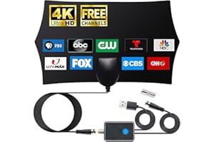 SYENGKKY TV Antenna, TV Antenna for Local Channels with 400+ Miles Range, 2024 Upgraded Digital Antenna for Smart TV with Amplifier Signal Booster, TV Antenna Indoor, Support 4K 1080p All TVs, 16ft Coax Cable