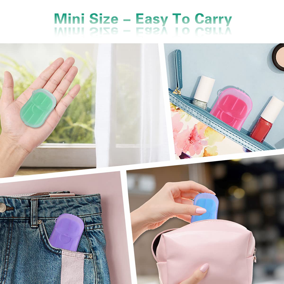 Bamsod 12 Boxes (240 Sheets) Mini Hand Soap Sheets Soap Paper Sheets Portable Disposable Travel Scented Bath Slice Sheet Foaming Paper Soap Confetti Slide Flakes for Travel and Outdoor