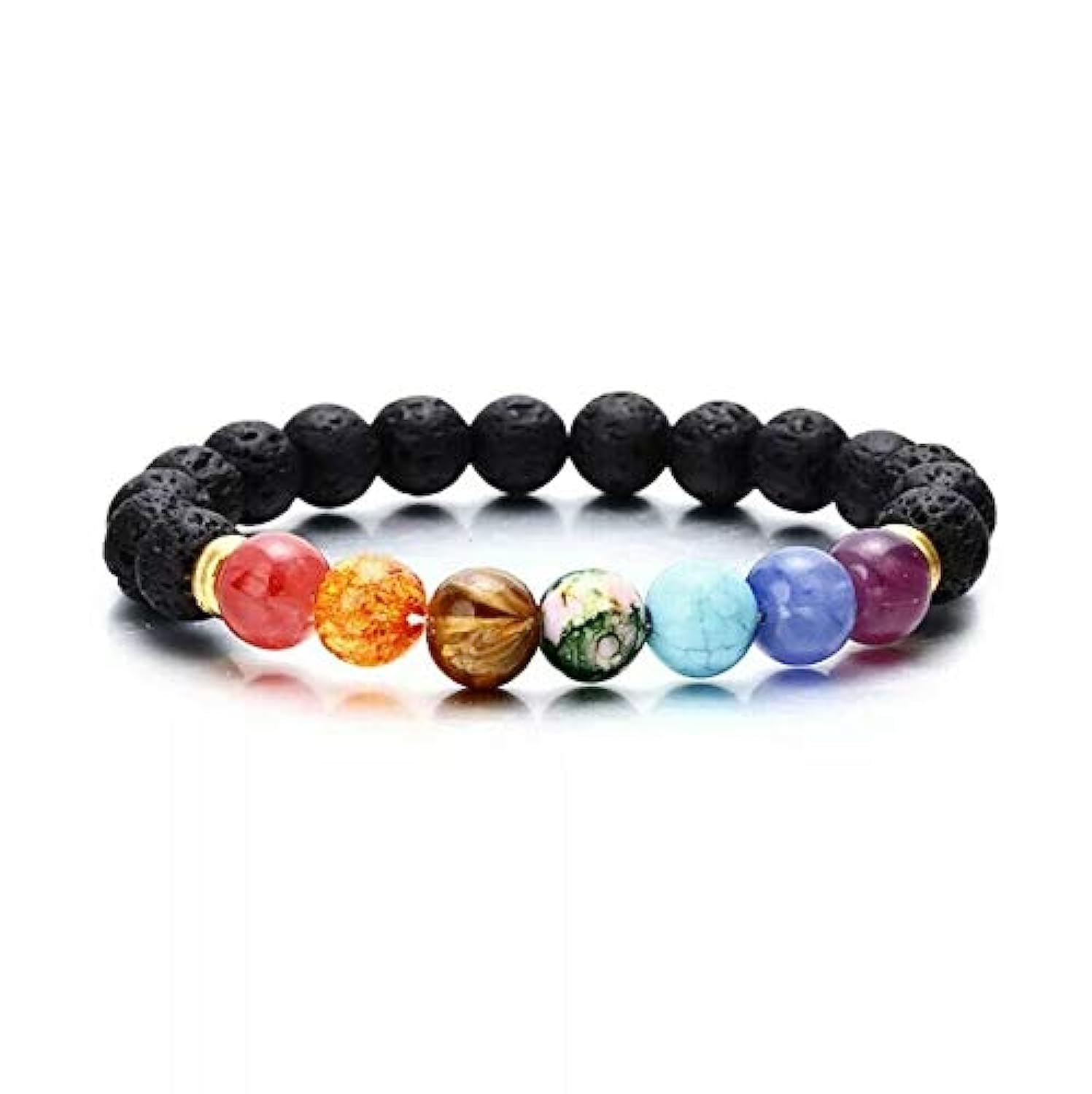 7 Chakra Lava Stone Diffuser Bracelet Semi Precious Gemstone Healing Crystal Balancing Reiki Beads Bracelets for Essential Oil