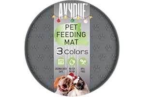 AVYDIIF Pet Feeding Mats for Food and Water, Waterproof Anti-Slip Placemats for Dog Cat Bowl, 1 Pack Silicone Pet Food Mat, Dishwasher Safe 10.9 × 10.9 (1 Pack, Grey)