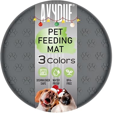 Shaped Pet Placemat / Feeder Mat – For Cats & Dogs – Non-Slip PVC – Grey, Pink & Blue – Foldable & Portable