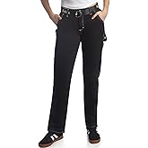 Dickies Womens Straight Leg Carpenter Work Pants, Size Down for Ideal Fit | Hammer Loop, Utility and Cargo Pockets, Matching Logo Belt Included, Relaxed Through the Hips