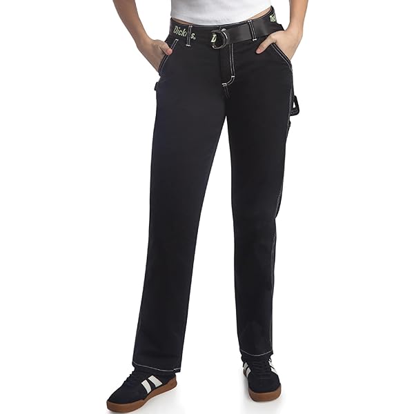 Dickies Womens Work Pants - Wide Leg Cropped Duck Canvas Work