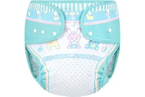 Littleforbig Washable Adjustable Reusable Waterproof Cloth Adult Diaper Wrap Cover - Baby Parade Blue L