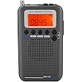 Air Band Radio Receiver AIR FM AM CB SW VHF Full Band Handheld Aircraft Digital Travel Radio with Extended Antenna Build in Battery Wide Frequency LCD Display with Alarm, Earphones (Black)